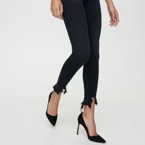 AGOLDE Black Distressed Raw Hem Skinny Jeans size 24